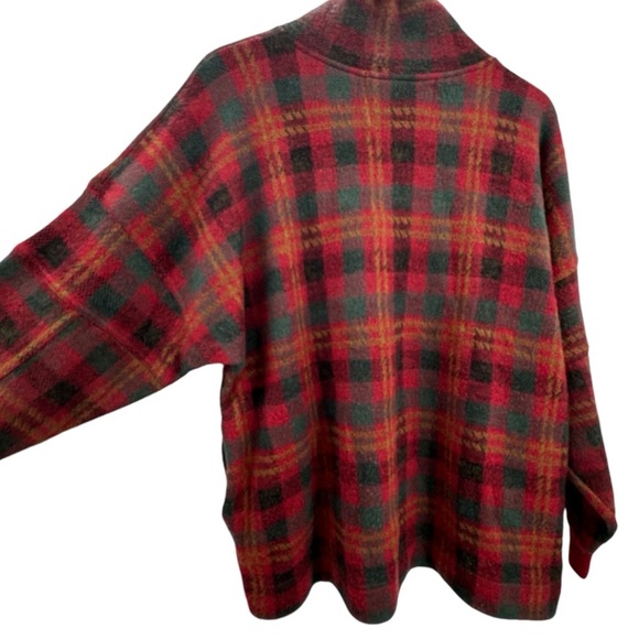 Vintage 90s Fleece Pullover French Country Express Soft Plaid Sweater POCKETS L - Picture 6 of 11